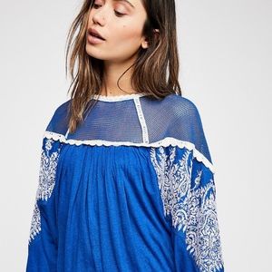 NWT Free People $128 Boho Embroidered Carly Top XS